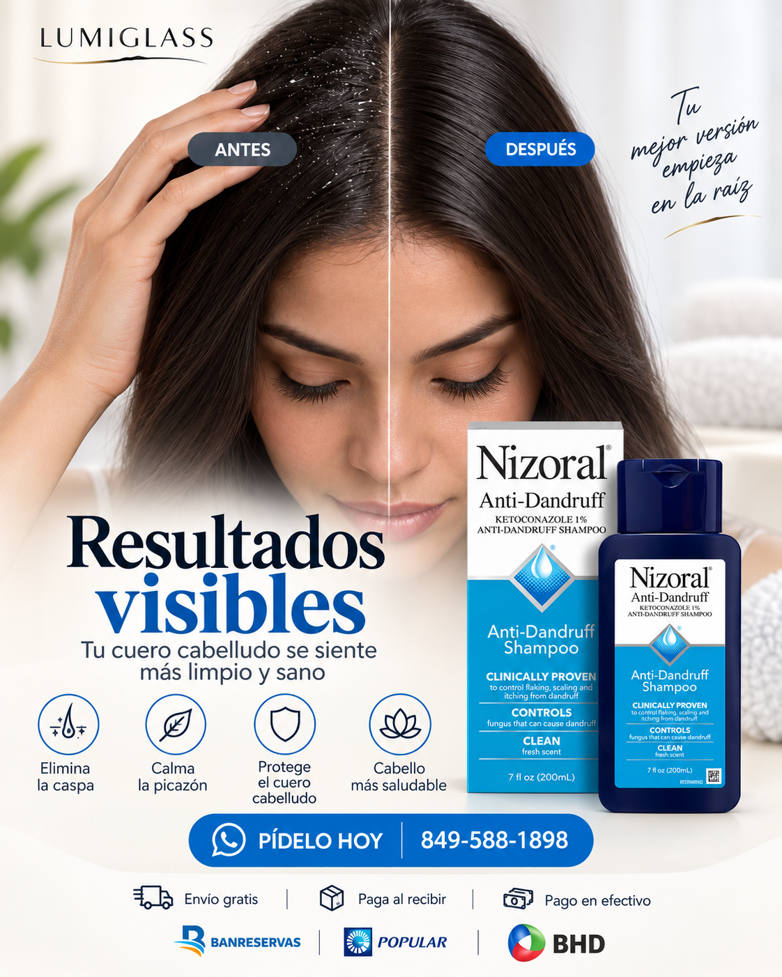 Nizoral™ | Shampoo Anticaspa de Acción Profunda | Cuero Cabelludo Limpio y Fresco