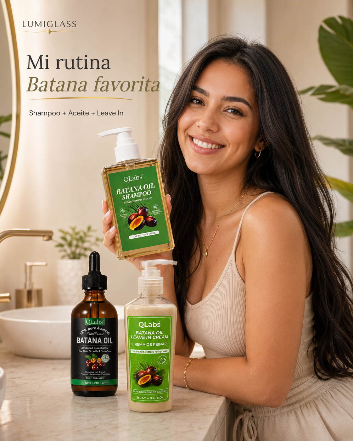 Rutina de Batana Lumiglass™ | Shampoo + Aceite + Leave In de Batana - 100% original