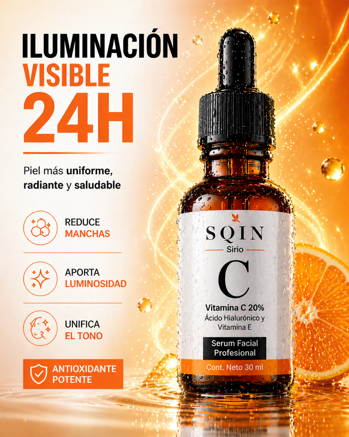 Kit Renovador Facial Sqin LumiGlass | 3 Sérums de Alta Concentración 30ml