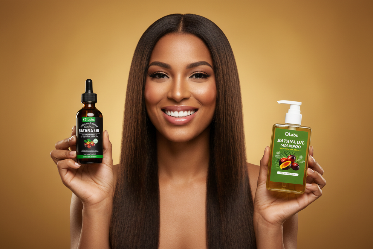 Mujer dominicana sosteniendo productos LumiGlass